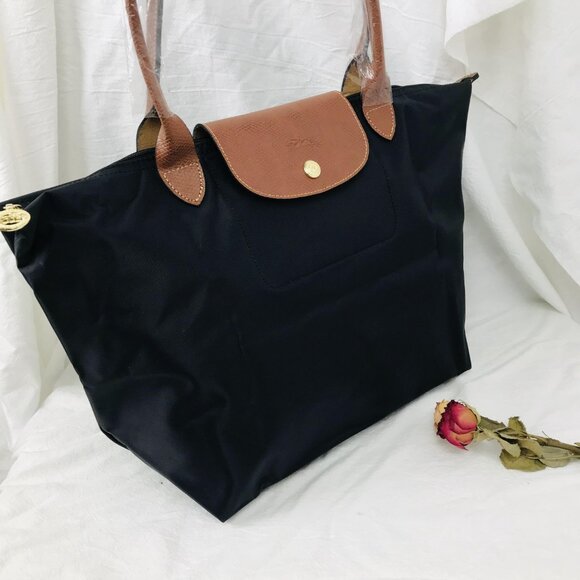 NWT Longchamp Le Pliage Original Large Shoulder Nylon Bag Tote  Black - Picture 8 of 12